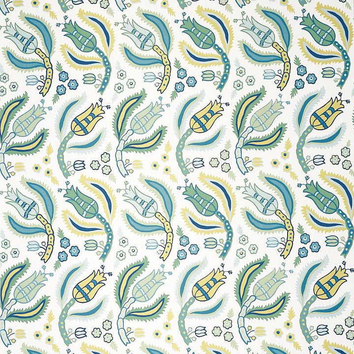 Malabar Vine Peacock 5012340 by Schumacher Designer Wallpaper East Meets West 9.0" - Swanky Fabrics -