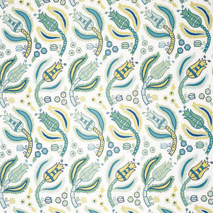 Malabar Vine Peacock 5012340 by Schumacher Wallpaper