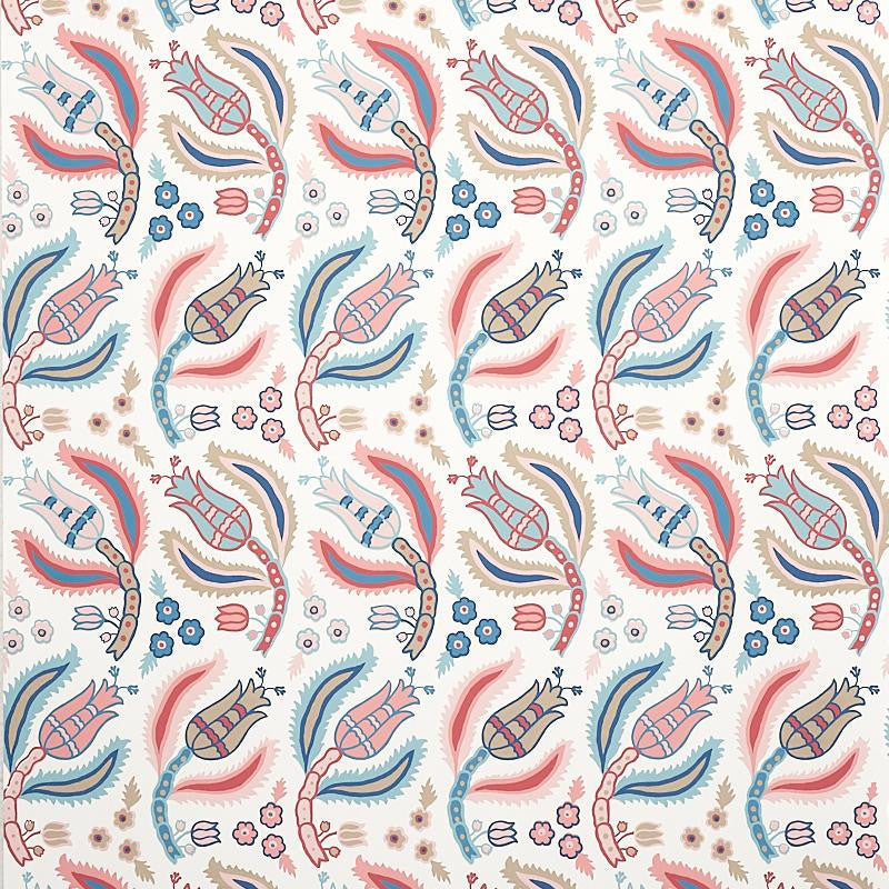 Malabar Vine Rose & Delft 5012341 by Schumacher Wallpaper East Meets West 9.0" - Fabric Carolina -