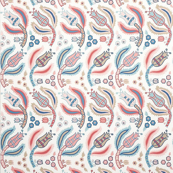 Malabar Vine Rose & Delft 5012341 by Schumacher Wallpaper East Meets West 9.0" - Fabric Carolina -