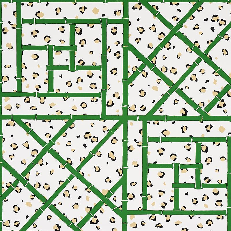 Fancy Beast Safari Green/Ivory 5012560 by Schumacher Designer Wallpaper Cristina Buckley 27.0" - Swanky Fabrics -