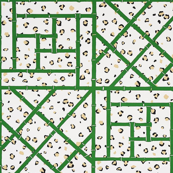 Fancy Beast Safari Green/Ivory 5012560 by Schumacher Designer Wallpaper Cristina Buckley 27.0" - Swanky Fabrics -