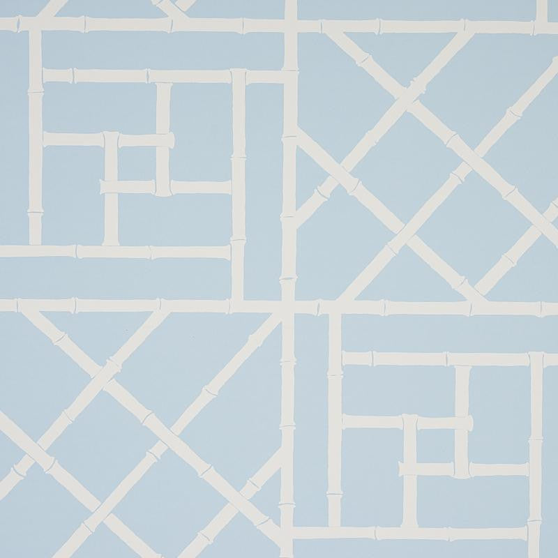 Trellis Sky Blue 5012573 by Schumacher Designer Wallpaper Cristina Buckley 27.0" - Swanky Fabrics -