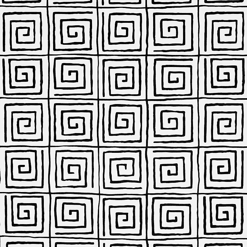 Trousdale Black 5012810 by Schumacher Wallpaper New Wave: Black & White 13.5" - Fabric Carolina -
