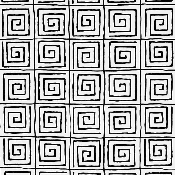 Trousdale Black 5012810 by Schumacher Designer Wallpaper New Wave: Black & White 13.5" - Swanky Fabrics -