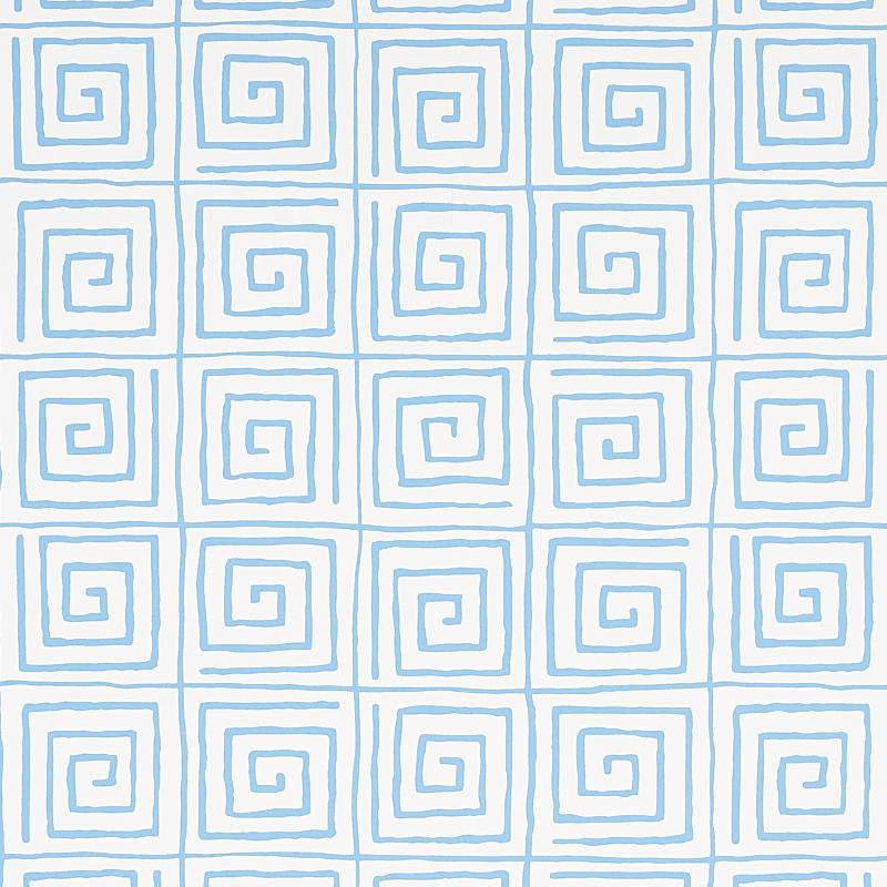 Trousdale Aqua 5012812 by Schumacher Designer Wallpaper Cristina Buckley 13.5" - Swanky Fabrics -