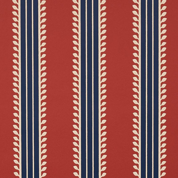 Etruscan Stripe Red & Blue 5012852 by Schumacher Wallpaper Cabana 20.5" - Fabric Carolina -