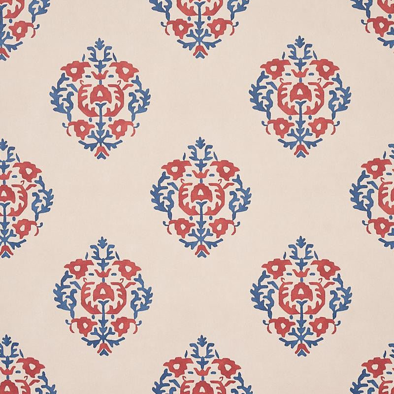 Constantine Red & Blue 5012882 by Schumacher Wallpaper Cabana 18.0" - Fabric Carolina -