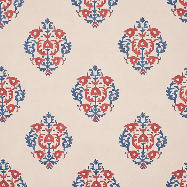 Constantine Red & Blue 5012882 by Schumacher Wallpaper Cabana 18.0" - Fabric Carolina -