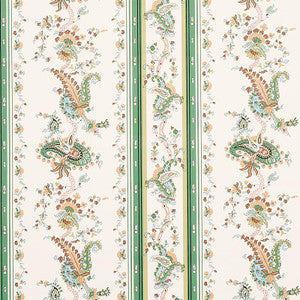 Elena Paisley Stripe Green 5012890 by Schumacher Wallpaper