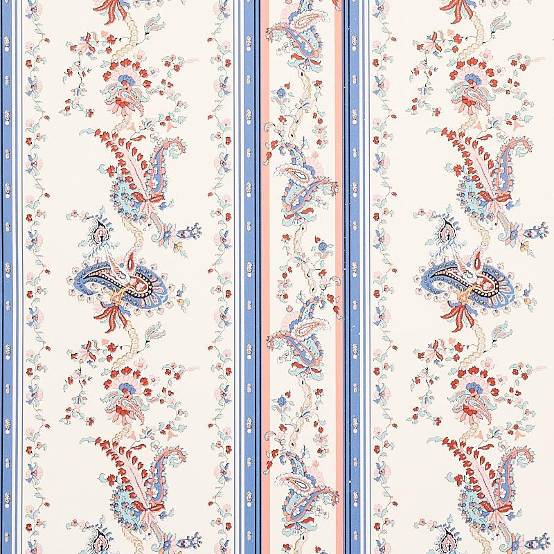 Elena Paisley Stripe Blue 5012891 by Schumacher Wallpaper Cabana 13.5" - Fabric Carolina -