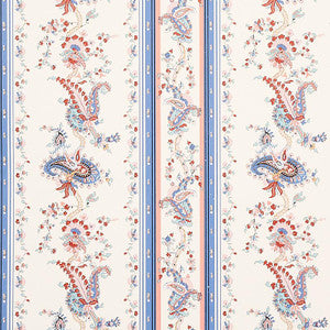 Elena Paisley Stripe Blue 5012891 by Schumacher Wallpaper
