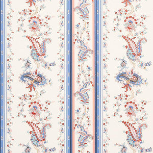 Elena Paisley Stripe Blue 5012891 by Schumacher Wallpaper