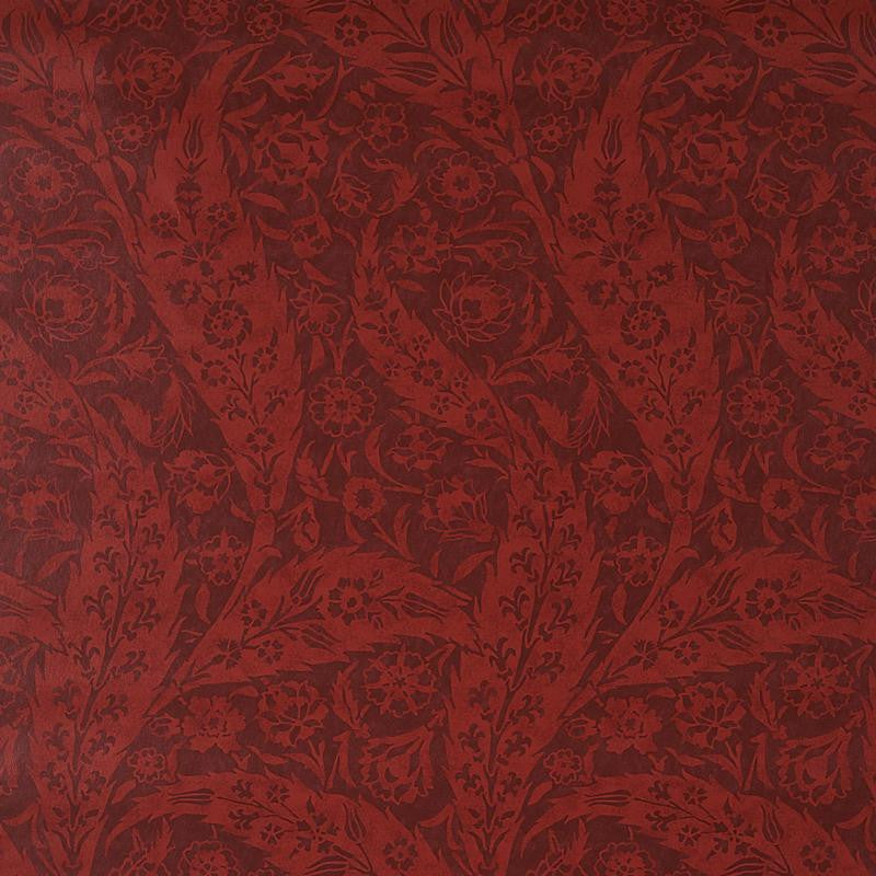 Saz Paisley Burgundy 5012902 by Schumacher Designer Wallpaper Cabana 18.0" - Swanky Fabrics -