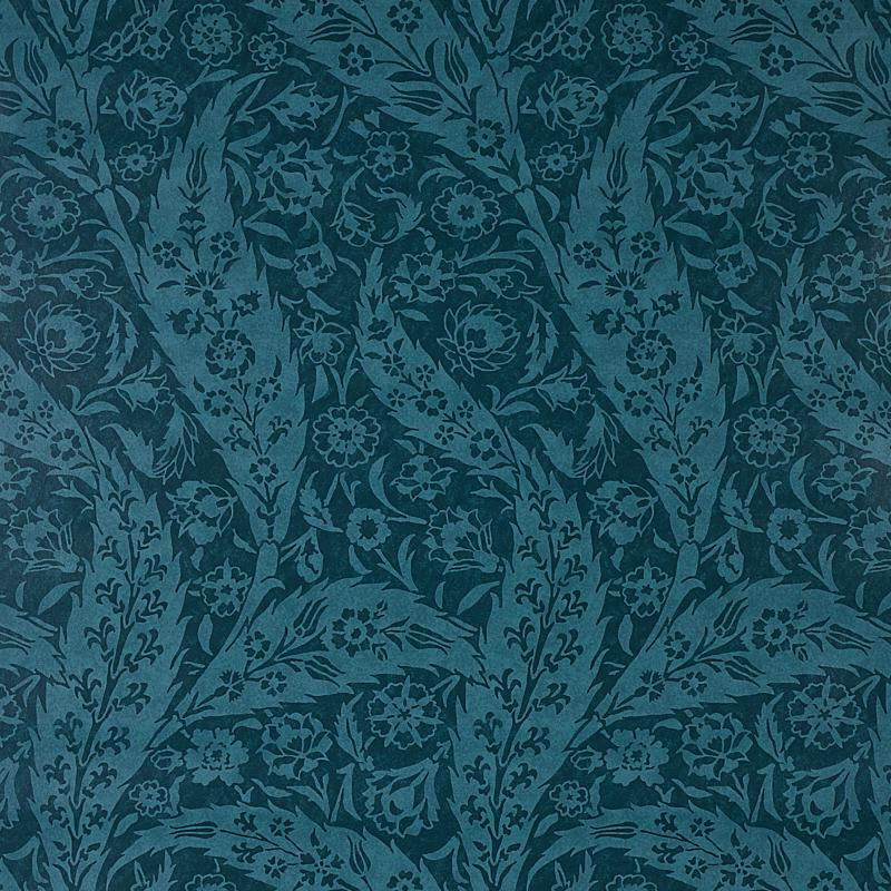 Saz Paisley Peacock 5012903 by Schumacher Designer Wallpaper Cabana 18.0" - Swanky Fabrics -