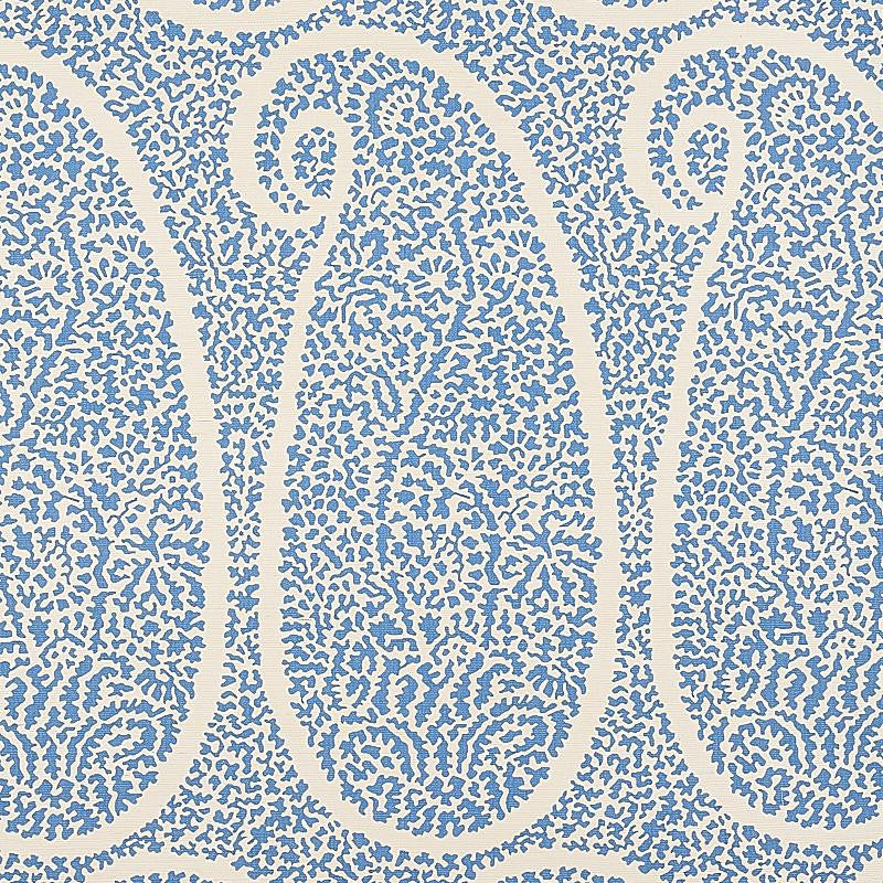 Ambala Paisley Sisal Bright Blue 5013030 by Schumacher Wallpaper Printed Grasscloths 34.0" - Fabric Carolina -