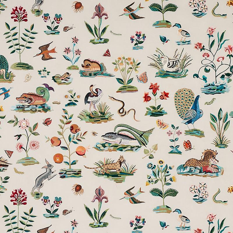 Royal Silk Embroidery Multi 79690 by Schumacher Fabric Schumacher Masterpieces 53.5" - Fabric Carolina -