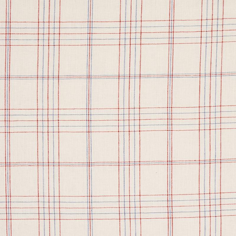 Nils Plaid Linen Red 80300 by Schumacher Fabric New Traditional 6.6" - Fabric Carolina -