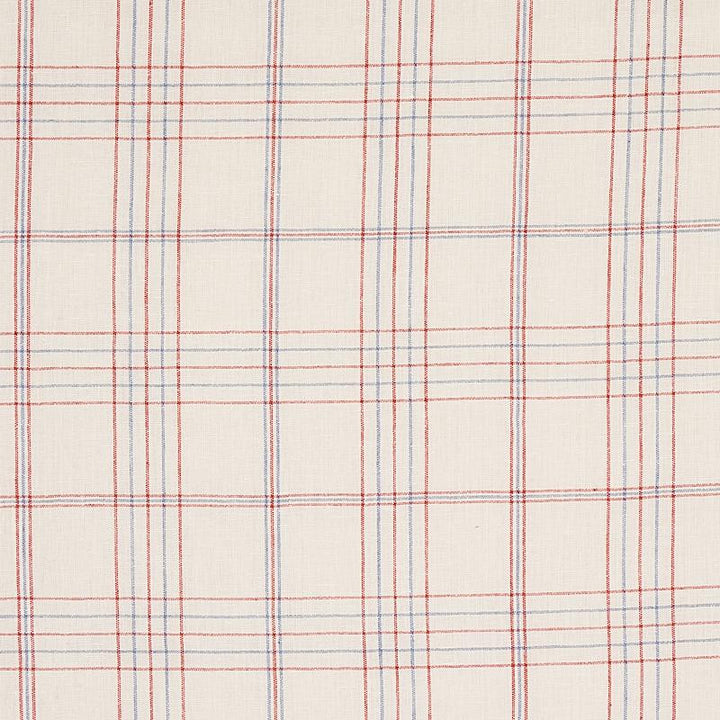 Nils Plaid Linen Red 80300 by Schumacher Fabric New Traditional 6.6" - Fabric Carolina -