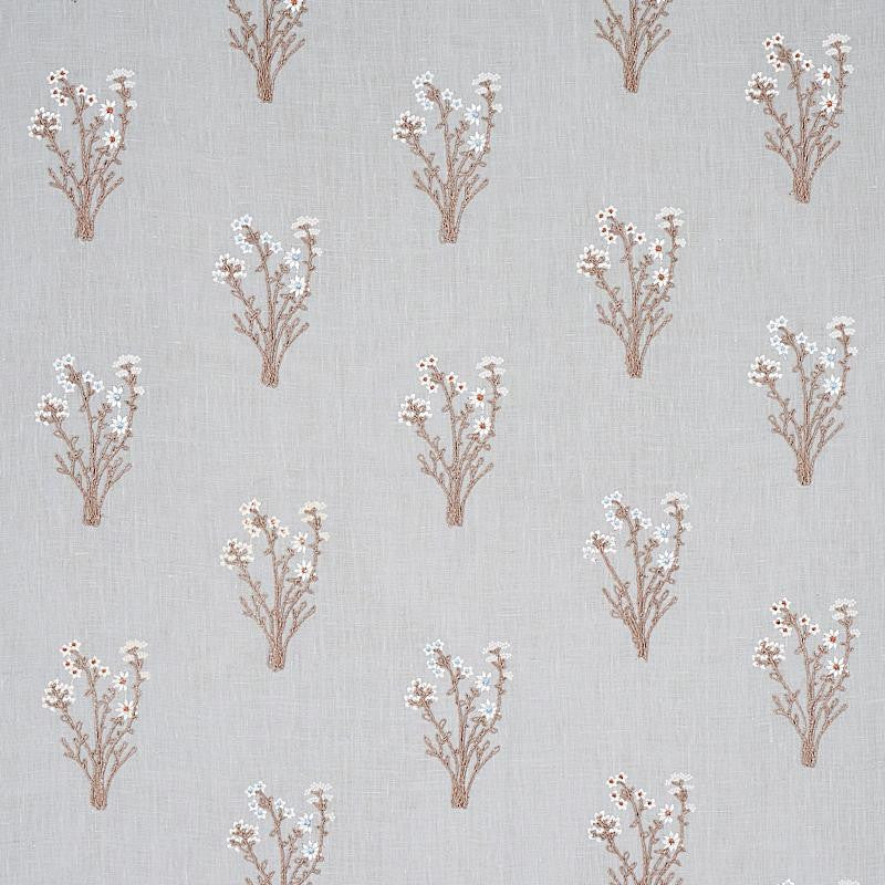 Stora Embroidery Mineral 80400 by Schumacher Designer Fabric New Traditional 13.0" - Swanky Fabrics -
