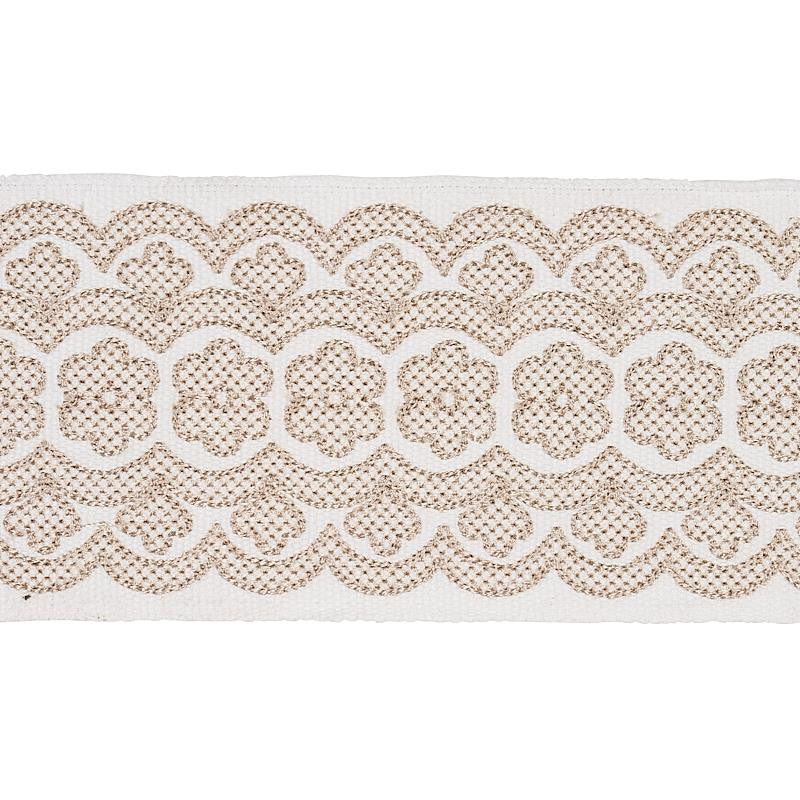 Astrid Embroidered Tape Natural 80440 by Schumacher Trim New Traditional 2.5" - Fabric Carolina -