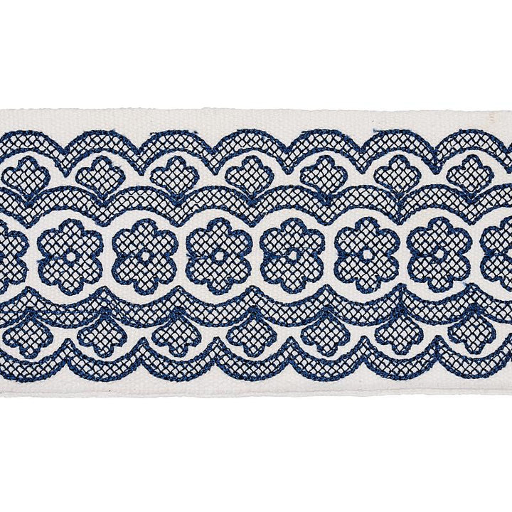 Astrid Embroidered Tape Blue 80442 by Schumacher Trim New Traditional 2.5" - Fabric Carolina -