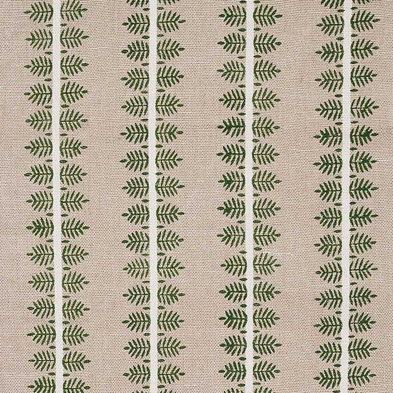 Alva Hand Block Print Green 80521 by Schumacher Designer Fabric New Traditional 3.25" - Swanky Fabrics -