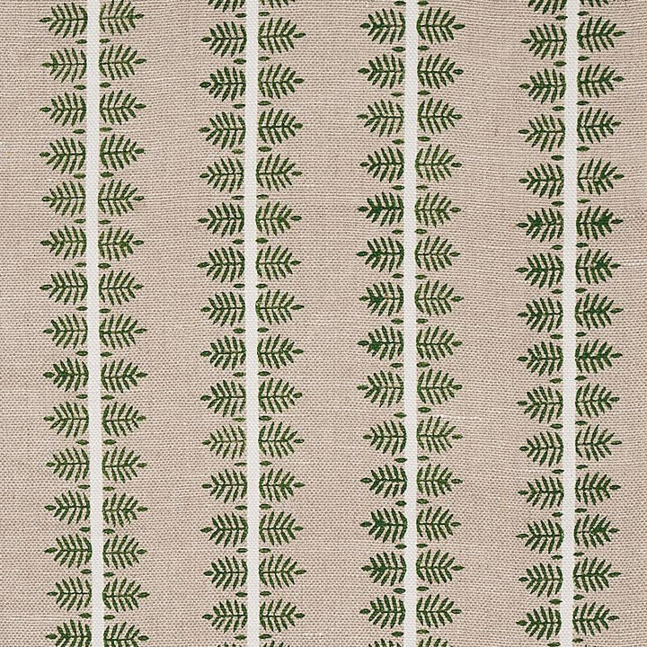 Alva Hand Block Print Green 80521 by Schumacher Designer Fabric New Traditional 3.25" - Swanky Fabrics -