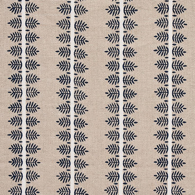 Alva Hand Block Print Blue 80522 by Schumacher Fabric New Traditional 3.25" - Fabric Carolina -
