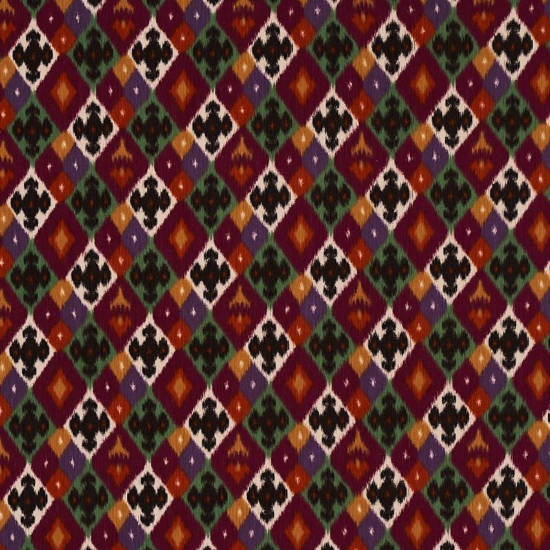 Sasha Diamond Ikat Jade And Plum 80662 by Schumacher Fabric Cabana - Fabric Carolina -