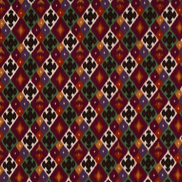 Sasha Diamond Ikat Jade And Plum 80662 by Schumacher Fabric Cabana - Fabric Carolina -