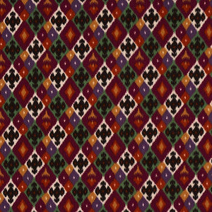 Sasha Diamond Ikat Jade And Plum 80662 by Schumacher Fabric