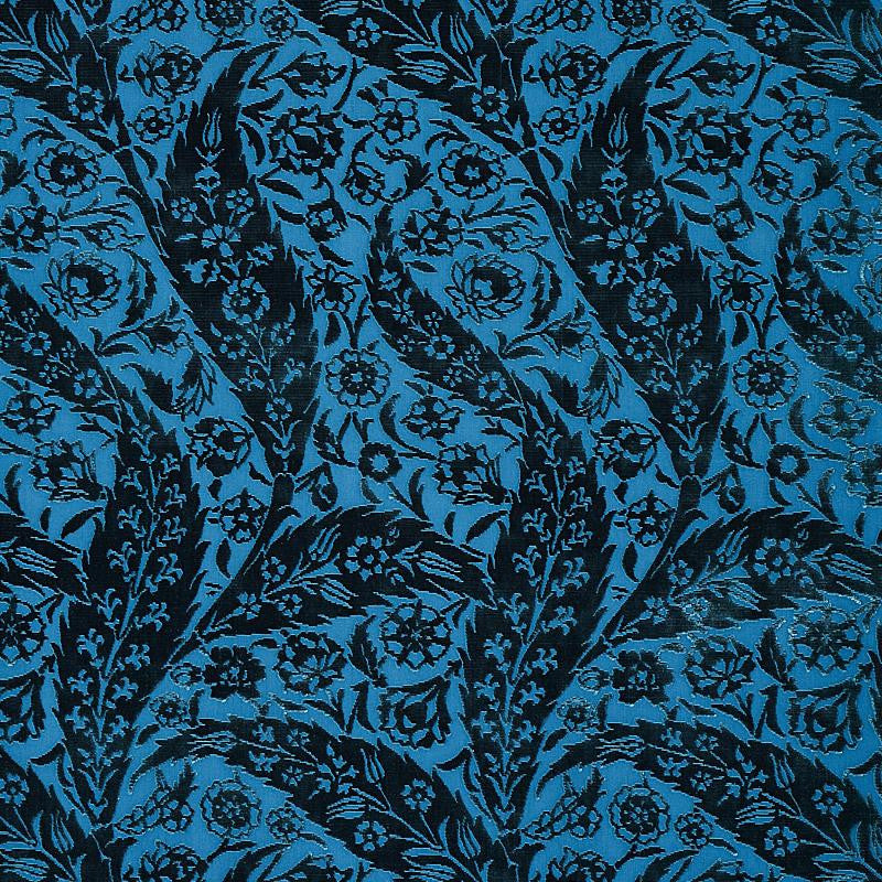 Saz Paisley Silk Velvet Blue 80780 by Schumacher Fabric Cabana 13.4" - Fabric Carolina -