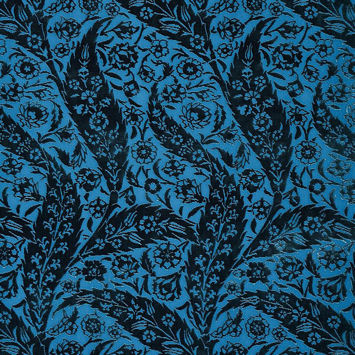Saz Paisley Silk Velvet Blue 80780 by Schumacher Fabric Cabana 13.4" - Fabric Carolina -