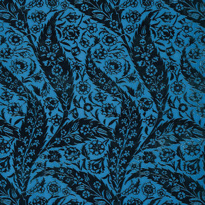 Saz Paisley Silk Velvet Blue 80780 by Schumacher Fabric