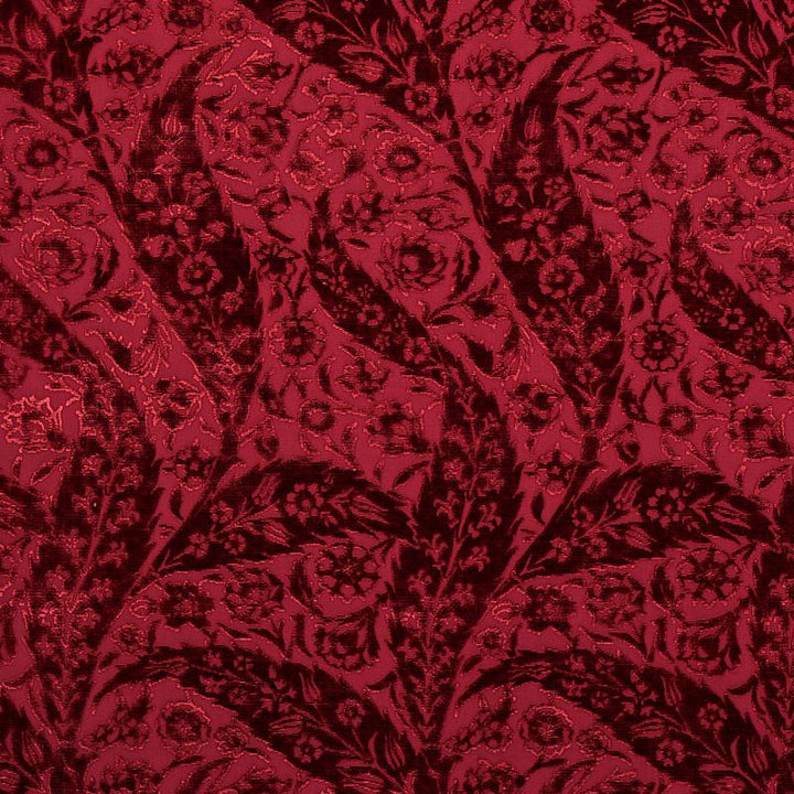 Saz Paisley Silk Velvet Burgundy 80782 by Schumacher Fabric Cabana 13.4" - Fabric Carolina -