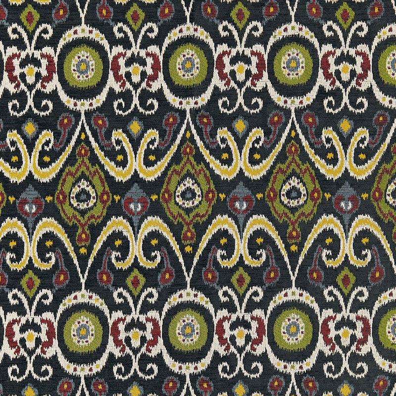 Bokhara Ikat Weave Ebony 67080 by Schumacher Fabric CHROMA See Sample UNITED STATES OF AMERICA MEDIUM DUTY </p><p>Repeat: Horizontal: 6 3/4" (17CM) and Vertical: 17 3/8" (44CM) 52" WIDE (132CM) - Fabric Carolina -