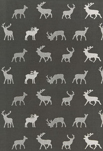 Caribou Embroidery Charcoal 67160 by Schumacher Fabric