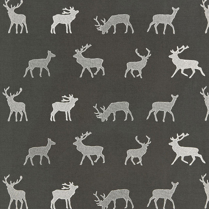 Caribou Embroidery Charcoal 67160 by Schumacher Fabric Schumacher Fabric Caribou Embroidery Charcoal 67160Fabric COTTON 80% INDIA </p><p>Repeat: H: HORZ. 25 3/8" (64CM) , V: VERT. 11 1/4" (29CM) 51 - Fabric Carolina -