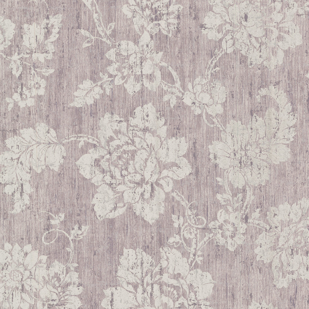 Giardina Lavender Floral Trail Wallpaper by Kenneth James Onyx Covers about 56.4 square feet 20.5-in by 33-ft long roll Unpasted 25.2 - Fabric Carolina -