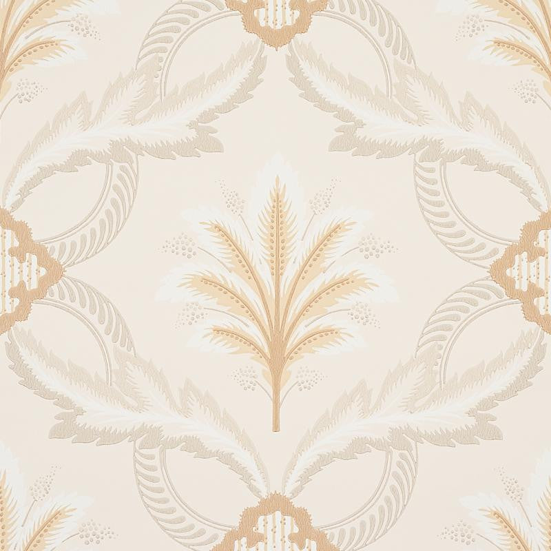 Front Waltz Grey & Gold 5013151 by Schumacher Wallpaper Hobe Erwin 10.25" - Fabric Carolina -