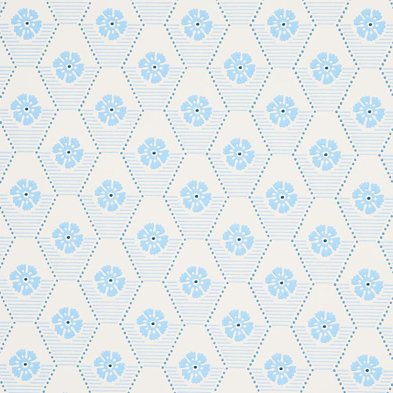 Hive Bloom Blues 5013161 by Schumacher Designer Wallpaper Hobe Erwin - Swanky Fabrics -