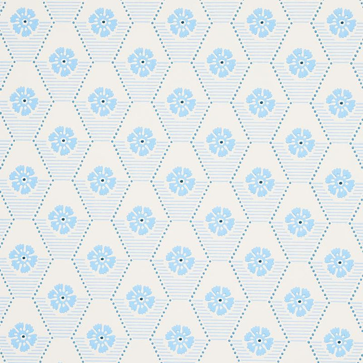 Hive Bloom Blues 5013161 by Schumacher Designer Wallpaper Hobe Erwin - Swanky Fabrics -