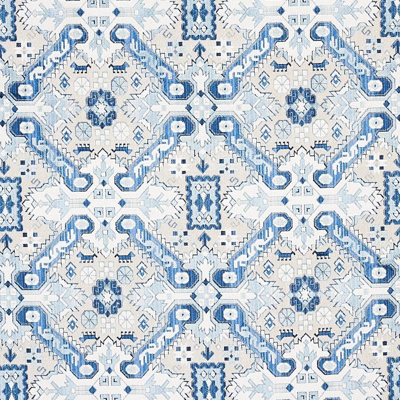 Tiraz Velvet Indigo 80601 by Schumacher Fabric Tapis 13.4" - Fabric Carolina -