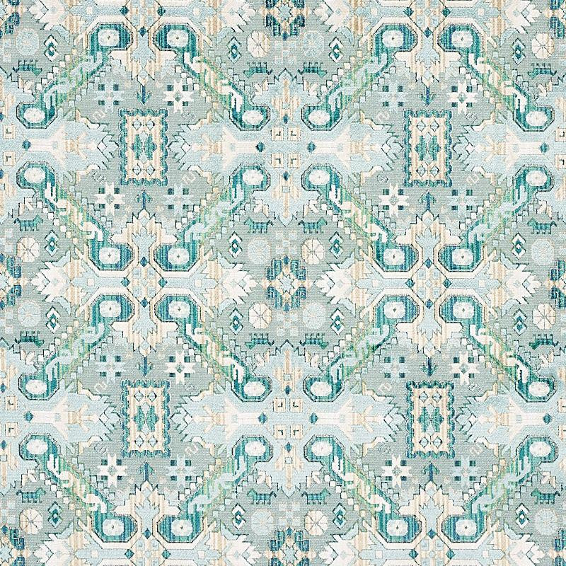 Tiraz Velvet Peacock 80603 by Schumacher Designer Fabric Tapis 13.4" - Swanky Fabrics -