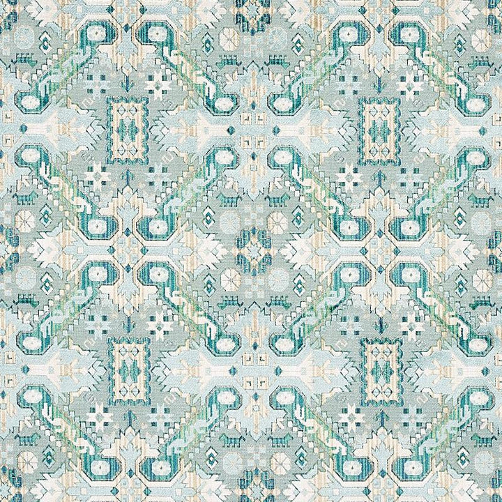Tiraz Velvet Peacock 80603 by Schumacher Designer Fabric Tapis 13.4" - Swanky Fabrics -