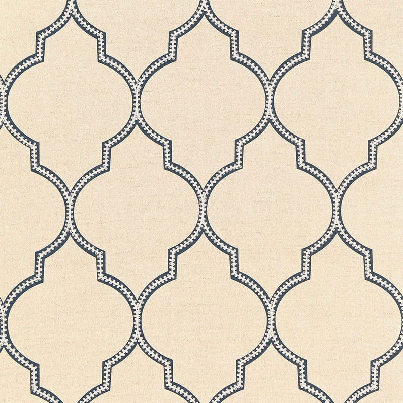 Algiers Embroidery Indigo 67330 by Schumacher Designer Fabric AU NATUREL 2 See Sample INDIA LIGHT DUTY </p><p>Repeat: Horizontal: 4 3/8" (11CM) and Vertical: 14 1/2" (37CM) 52 2/8" WIDE (133CM) - Swanky Fabrics -