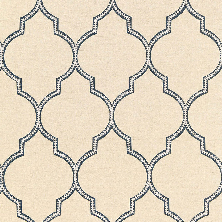 Algiers Embroidery Indigo 67330 by Schumacher Designer Fabric AU NATUREL 2 LINEN 52% COTTON 48% INDIA MARTINDALE 5,000 </p><p>Repeat: Horizontal: 4 3/8" (11CM) and Vertical: 14 1/2" (37CM) 52.25 - Swanky Fabrics -