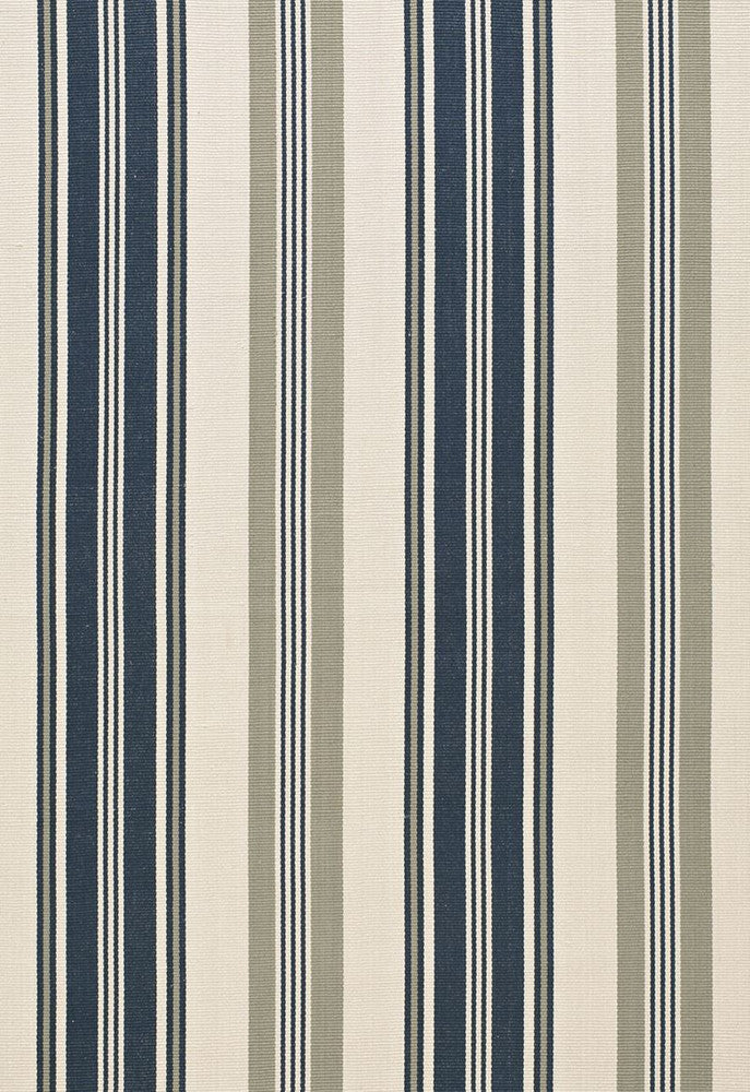 Fjord Stripe Indigo 67480 by Schumacher Designer Fabric Au-Naturel 100% Cotton Martindale 12,000 Horizontal: 13.125 and Vertical: - 52.75 - Swanky Fabrics -