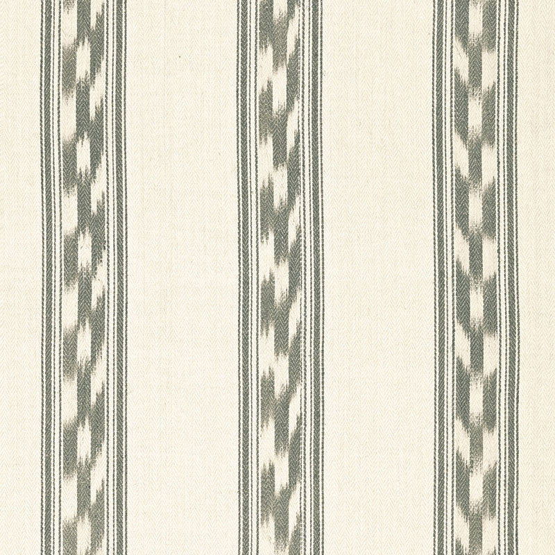 Mojave Ikat Stripe Slate 67512 by Schumacher Fabric IKAT COLLECTION LINEN 65% JUTE 35% INDIA MARTINDALE 30,000 </p><p>Repeat: Horizontal: 9" (23CM) and Vertical: 4 1/4" (11CM) 53.5 - Fabric Carolina -